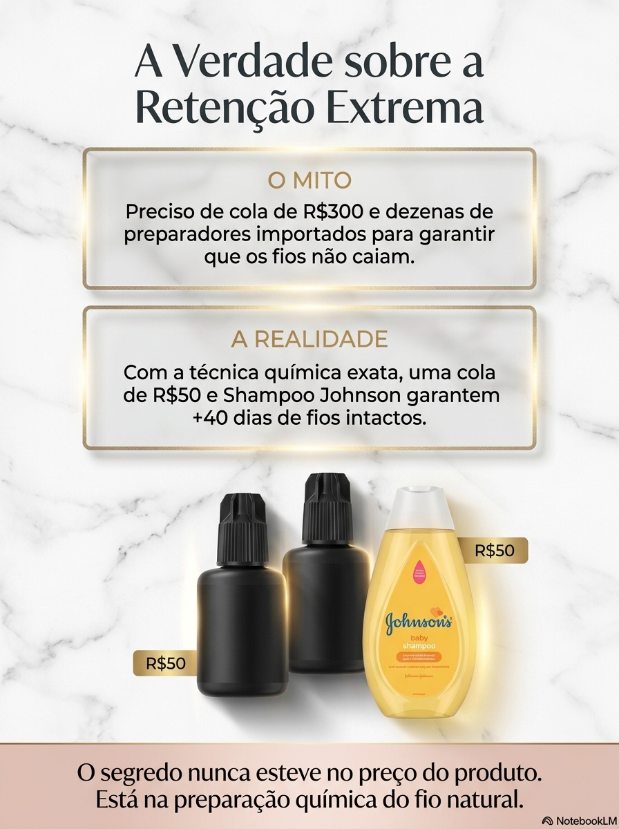 A verdade sobre a retenção extrema — o mito da cola cara versus a realidade da preparação química do fio natural